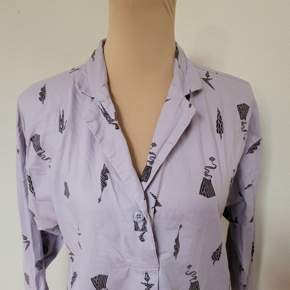 REI Co-op Norseland L/S Woven Shirt Light Purple Primitive Art Symbols - Picture 3 of 5